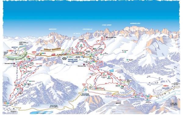Lyžařská mapa Tre Valli